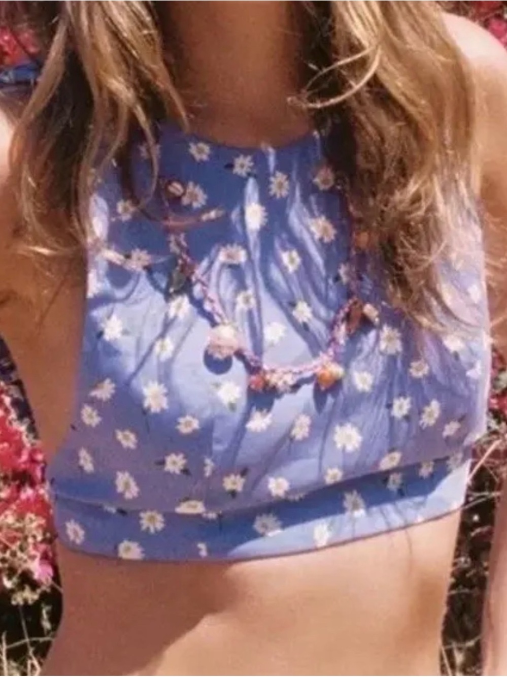 Zara Blue Daisies Croo Top